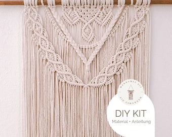 Macramé DIY Kit Wall Hanging "Aubrey", incl. Video, Craft Set, Starter Kit for a Macramé Gift Boho Decoration