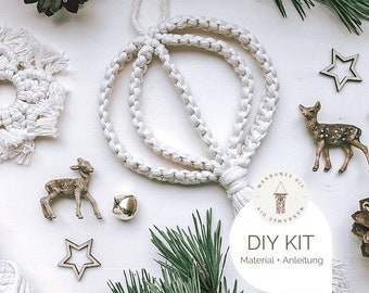 Macramé Ornament DIY Kit, incl. Video, Craft Set, Starter Kit for a Macramé Gift Boho Decoration Christmas Decoration