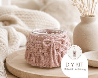Makramee Windlicht DIY Kit – Bastelset mit Glas und Anleitung für Anfänger