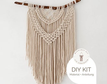 Makramee DIY Kit Wandbehang "Bella", inkl. Video, Bastelset, Starter-Kit für eine Makramee Geschenk Boho Deko