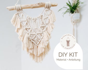 DIY Kit Makramee Wandbehang "Arabella", Makramee DIY Kit inkl. Video | | gratis Mini-Makramee & Anleitung| Geschenk, Wanddekoration, Boho