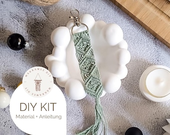 Makramee DIY Kit Schlüsselanhänger – Anfänger freundliches Bastelset mit Anleitung & Material, Geschenkidee Handarbeit, Makramee Zubehör