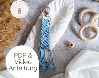 Instrukcja wykonania breloka do kluczy z makramy DIY – PDF + wideo – instrukcja wiązania węzłów dla początkujących