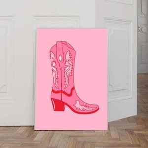 Pink Cowboy Boots Digital Print | Western Chic Wall Art