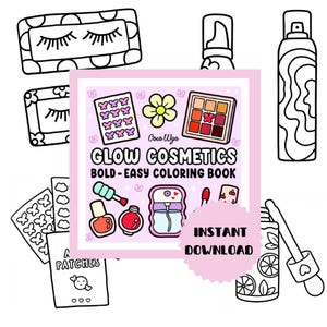 Glow Cosmetics colouring pages | coco Wyo | comfy and cute colouring book | pdf digital download