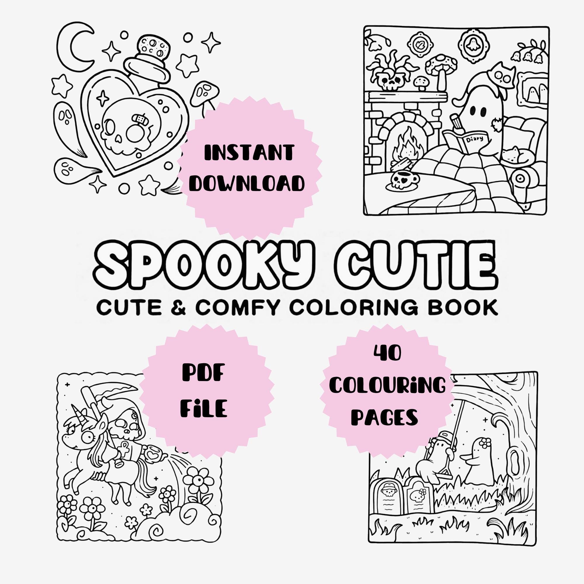 Spooky Cutie Colouring Pages | Coco Wyo | Comfy and Cute Colouring Book ...