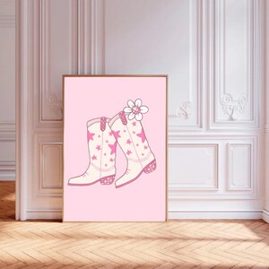 Pink Cowboy Boots Digital Print | Western Chic Wall Art