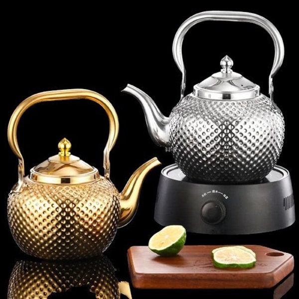 Stainless Steel Teapot Tea Kettle with Infuser - Premium Quality, Quick Heating - Blooming Loose Leaf Tea Pot for Home and Restaurant Use