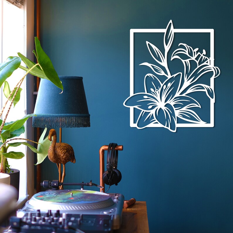 White Lily Flower White Wall Decor Floral Wall Art Metal Etsy