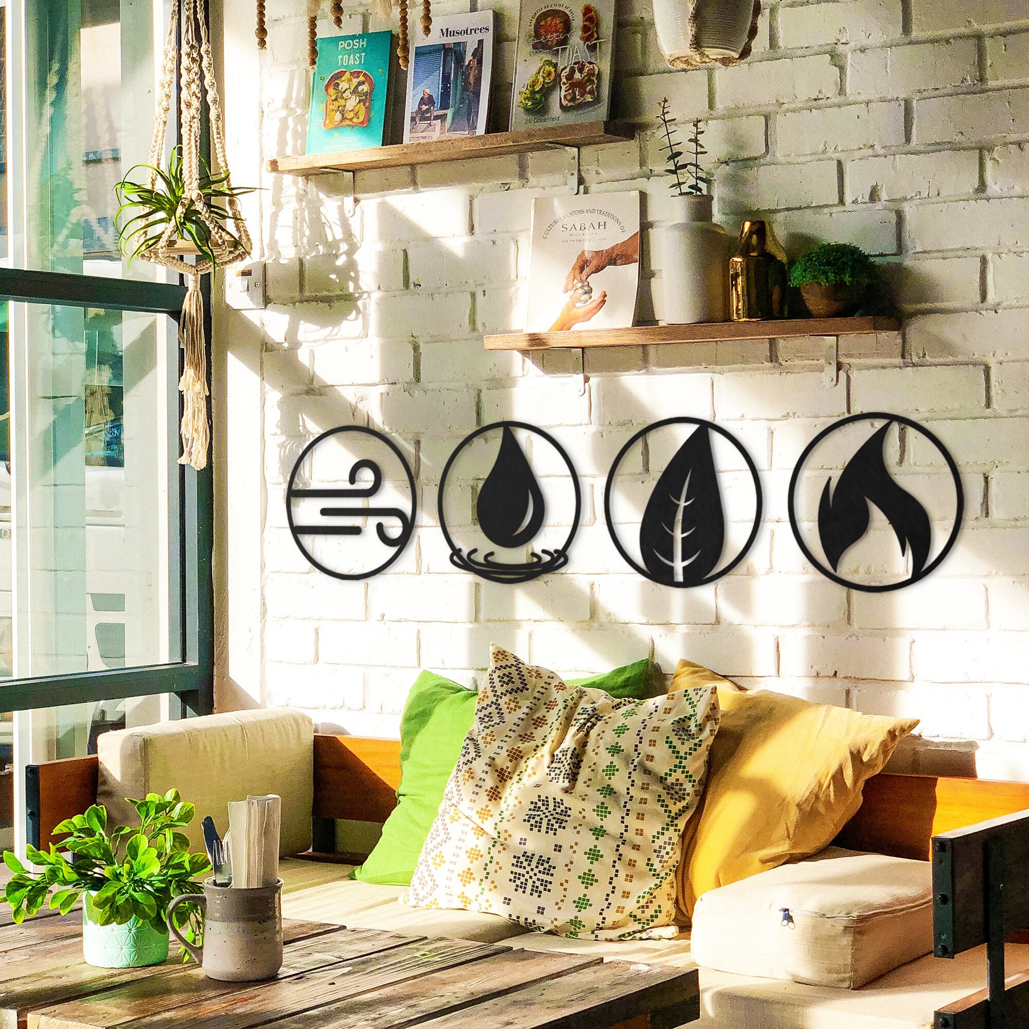Four Elements Metal Wall Art Wall Decor Home Decor Office Etsy