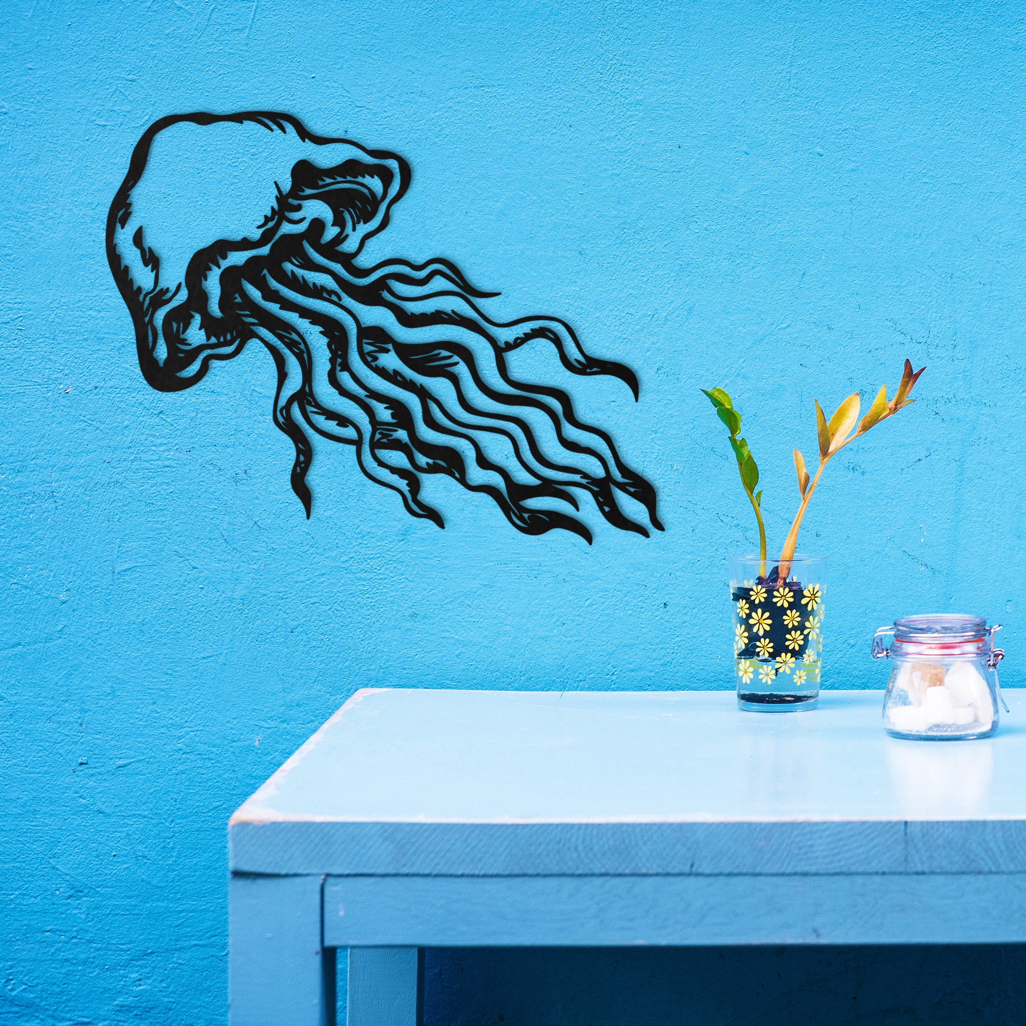 Jellyfish Decor Metal Wall Art Metal Wall Decor Etsy