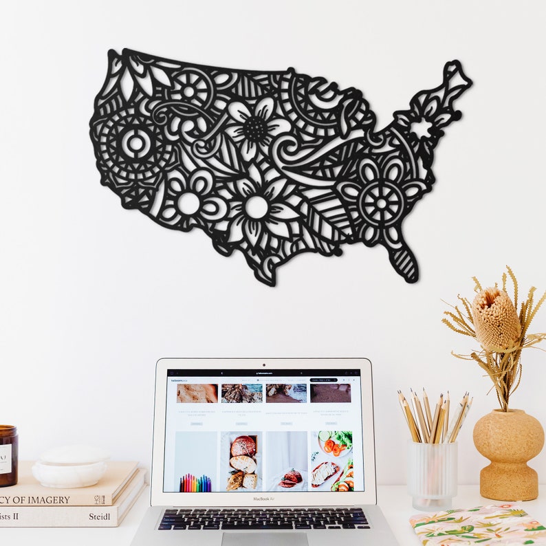 Map of United States Metal World Map Metal Wall Art Wall | Etsy