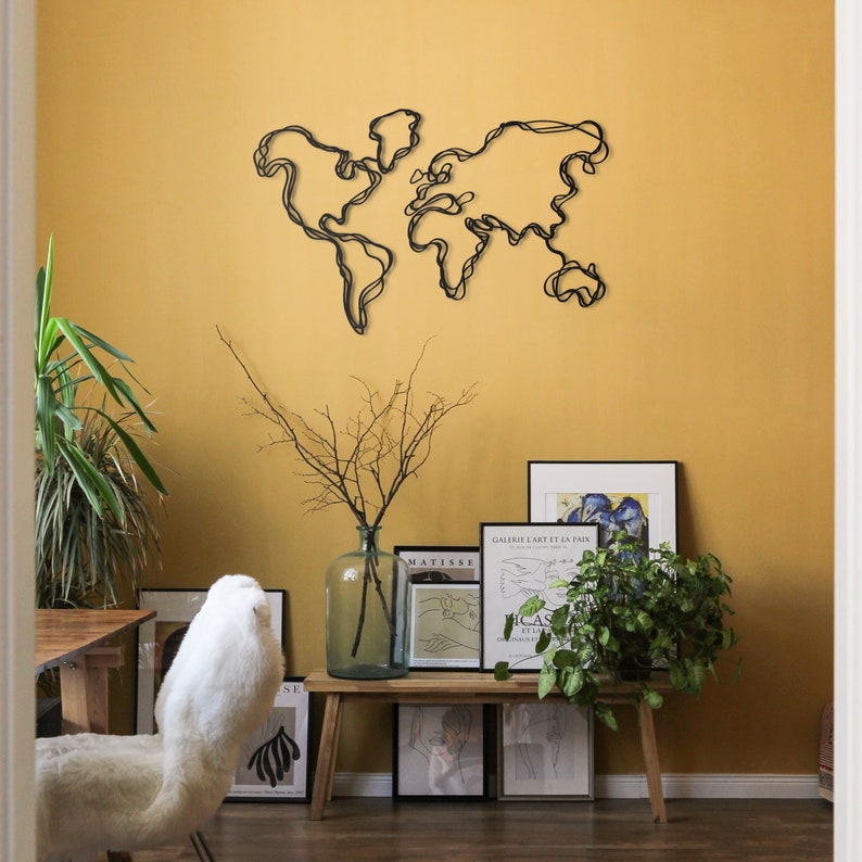 Metal World Map Metal Wall Art Wall Decor Map Wall Art Etsy Canada