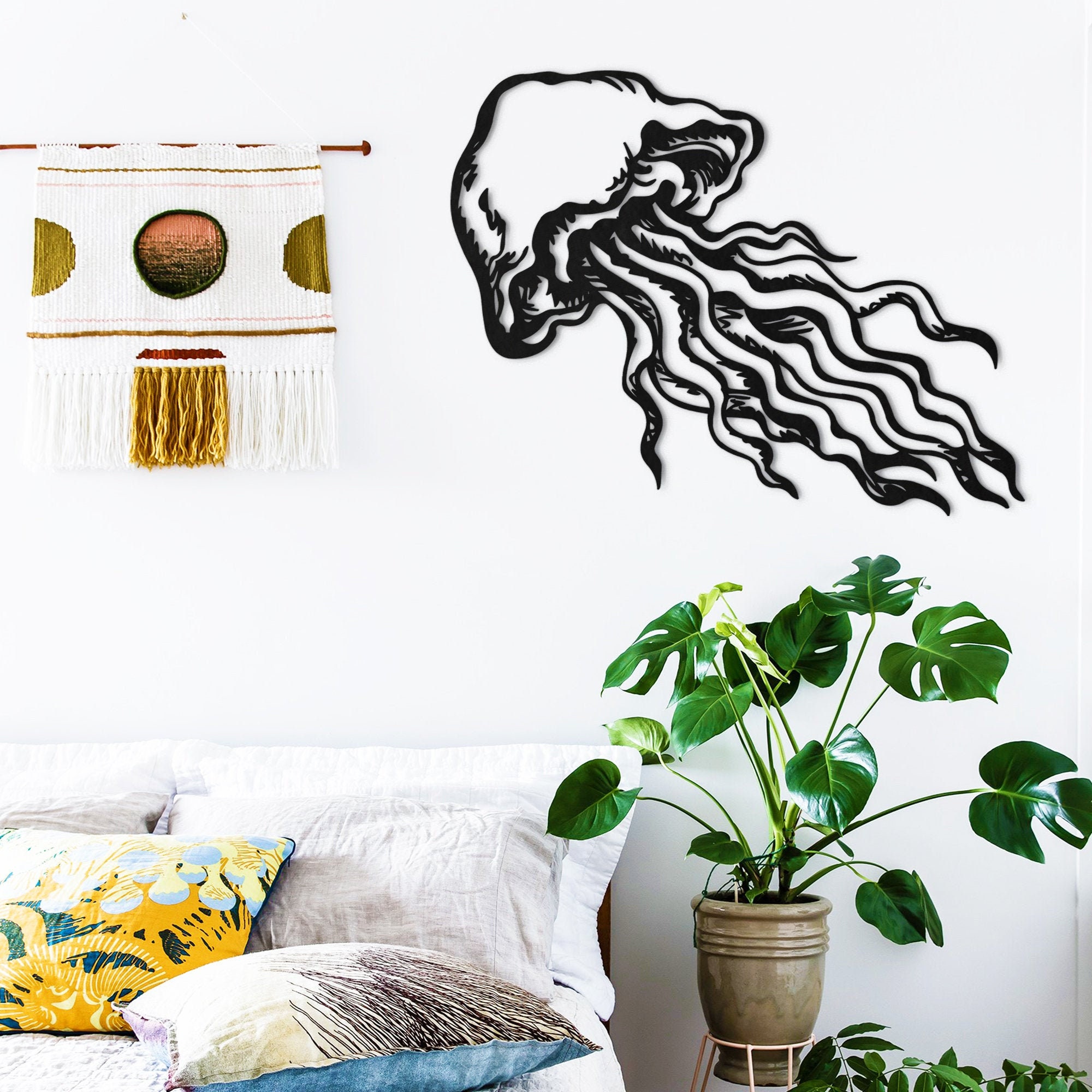 Jellyfish Decor Metal Wall Art Metal Wall Decor Etsy