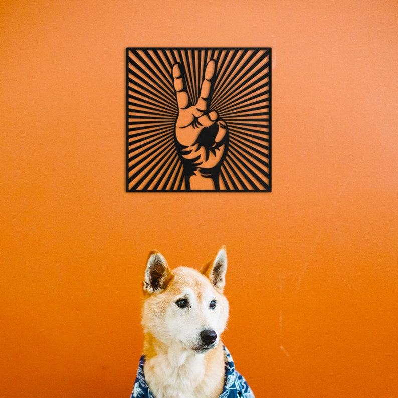 Hand Peace Sign Metal Wall Art Metal Wall Decor Outdoor Wall Etsy