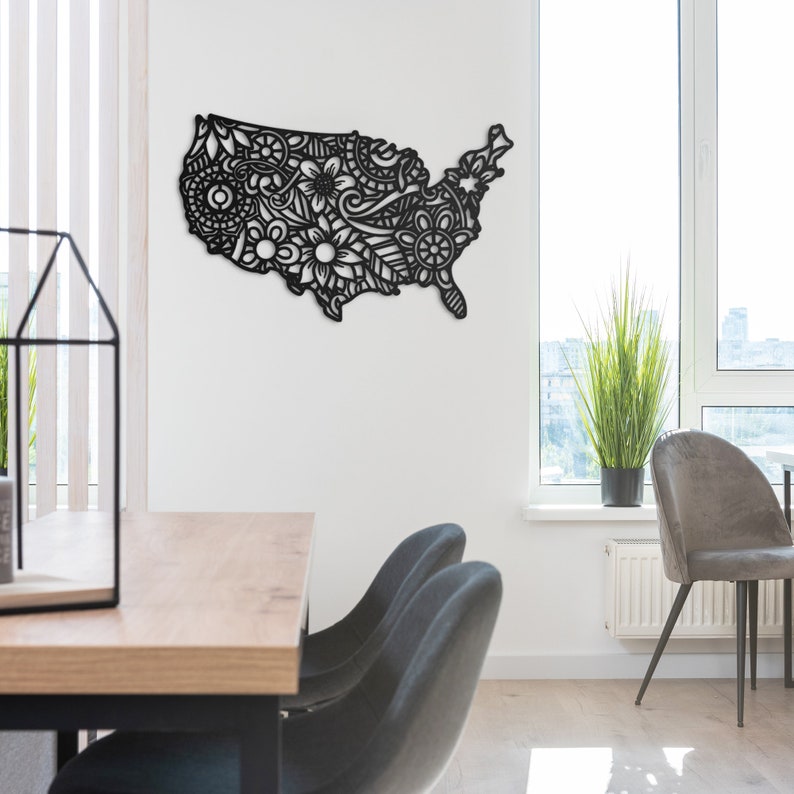 Map of United States Metal World Map Metal Wall Art Wall | Etsy