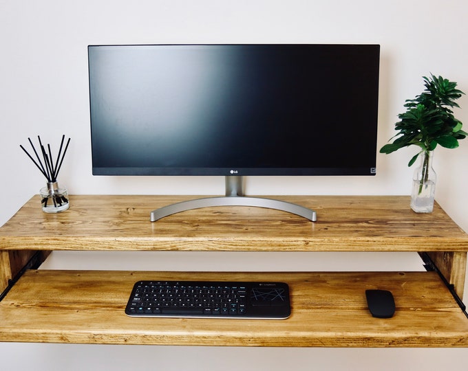 Sliding Floating Desk/shelf Small Space. Reclaimed Scaffold. Wall