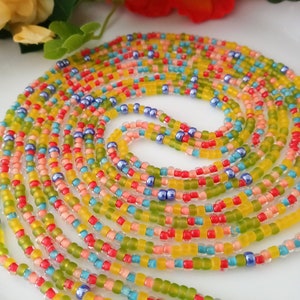 Tie On Waist Beads| Rainbow Belly Beads| Plus Size Belly Beads| Colorful Waist Beads| Handmade Belly Beads| Waist Beads for Weight Loss