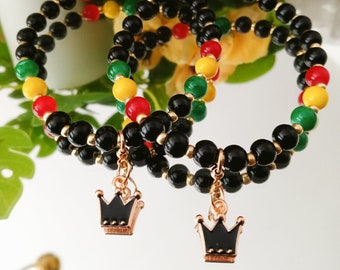 Crown Bracelet, African Inspired Handmade Stretch Bracelet, Tiny Charm Jewelry, Statement Jewelry For Women, Gift For Her,