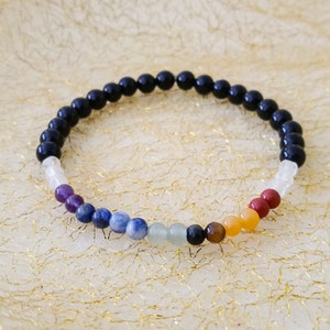 7 Chakra Bead Bracelet, Chakra Jewelry, Crystal Healing Beads, Natural Gemstone Jewelry, Gift For Her, Gift For Him, Body Jewelry,