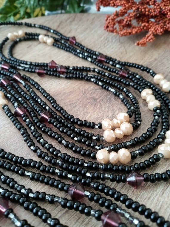 Crystal Belly Beads Black Waist Beads Women Belly Beads Black Belly Beads Plus Size Belly Beads Tie on Waist Beads Handmade Waist Bead Etsy UK