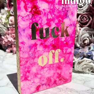 F*CK Off Wall Art - Hot Pink and Gold - Colorful Wall Decor For Your Home & Office - Funny Gifts For Home