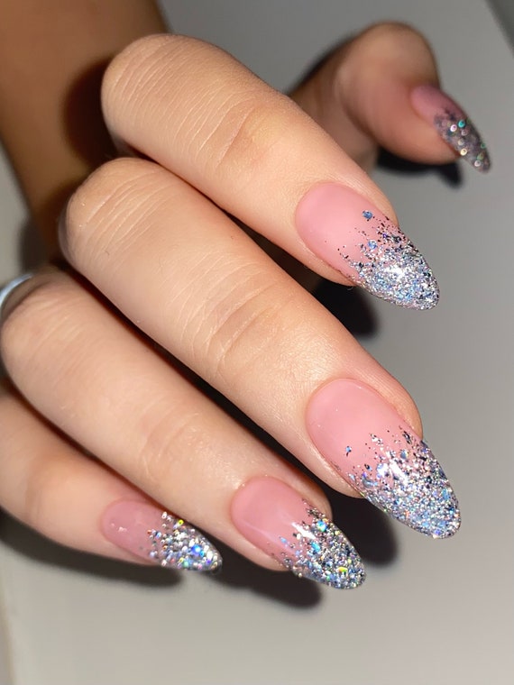 glitter rainbow tips | Rainbow nails, Rainbow nail art, French tip nail  designs