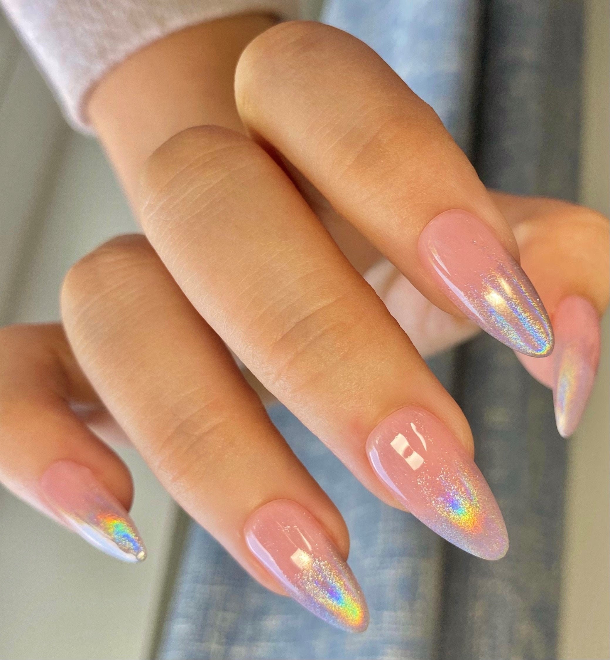 Silver Ombre Watercolor Nails That Shine