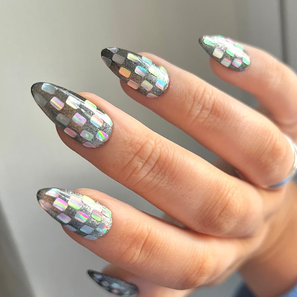 Disco Ball Nails Etsy