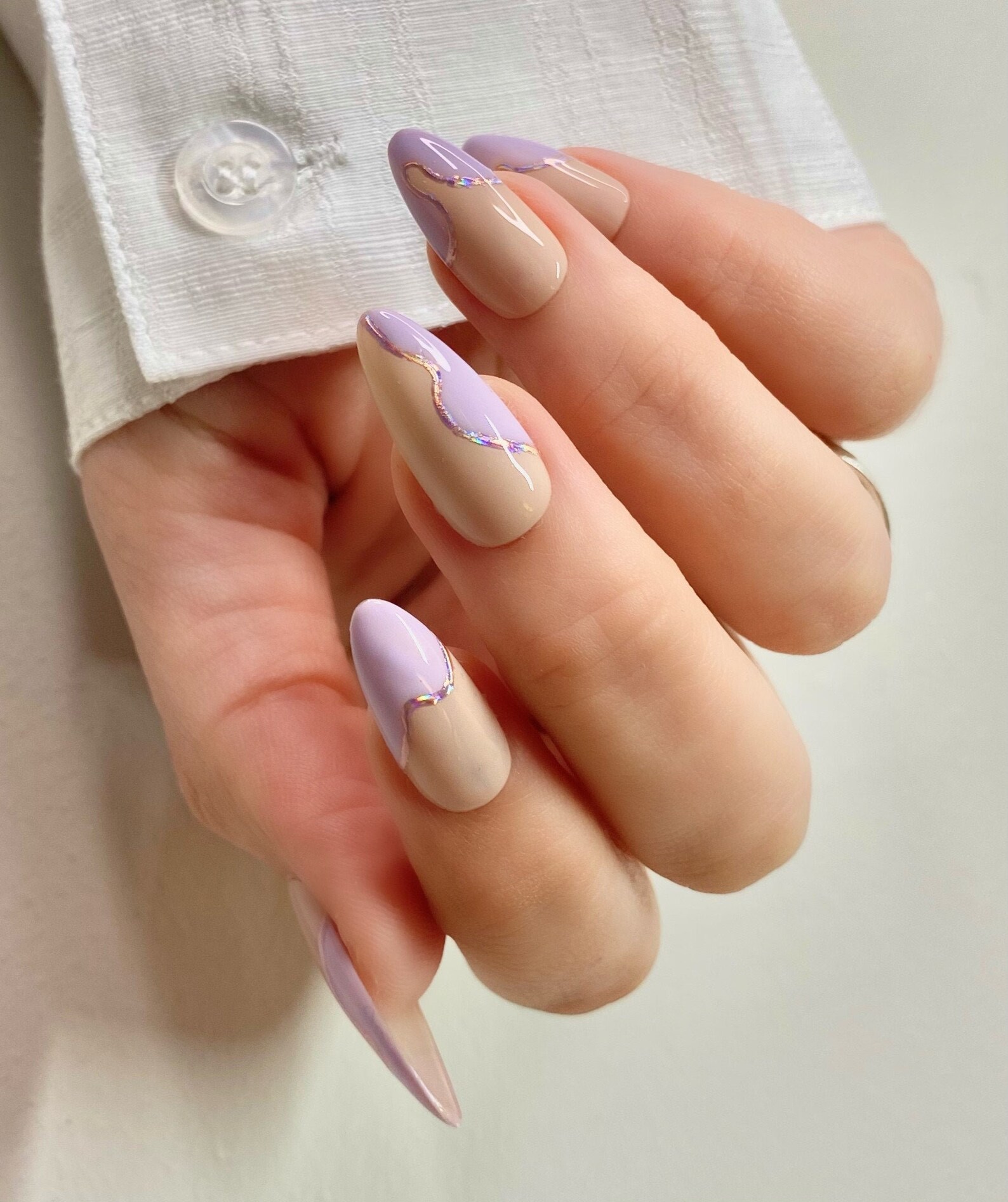 ZARA Press On Nails Lilac and Holographic Detail Swirl set Etsy