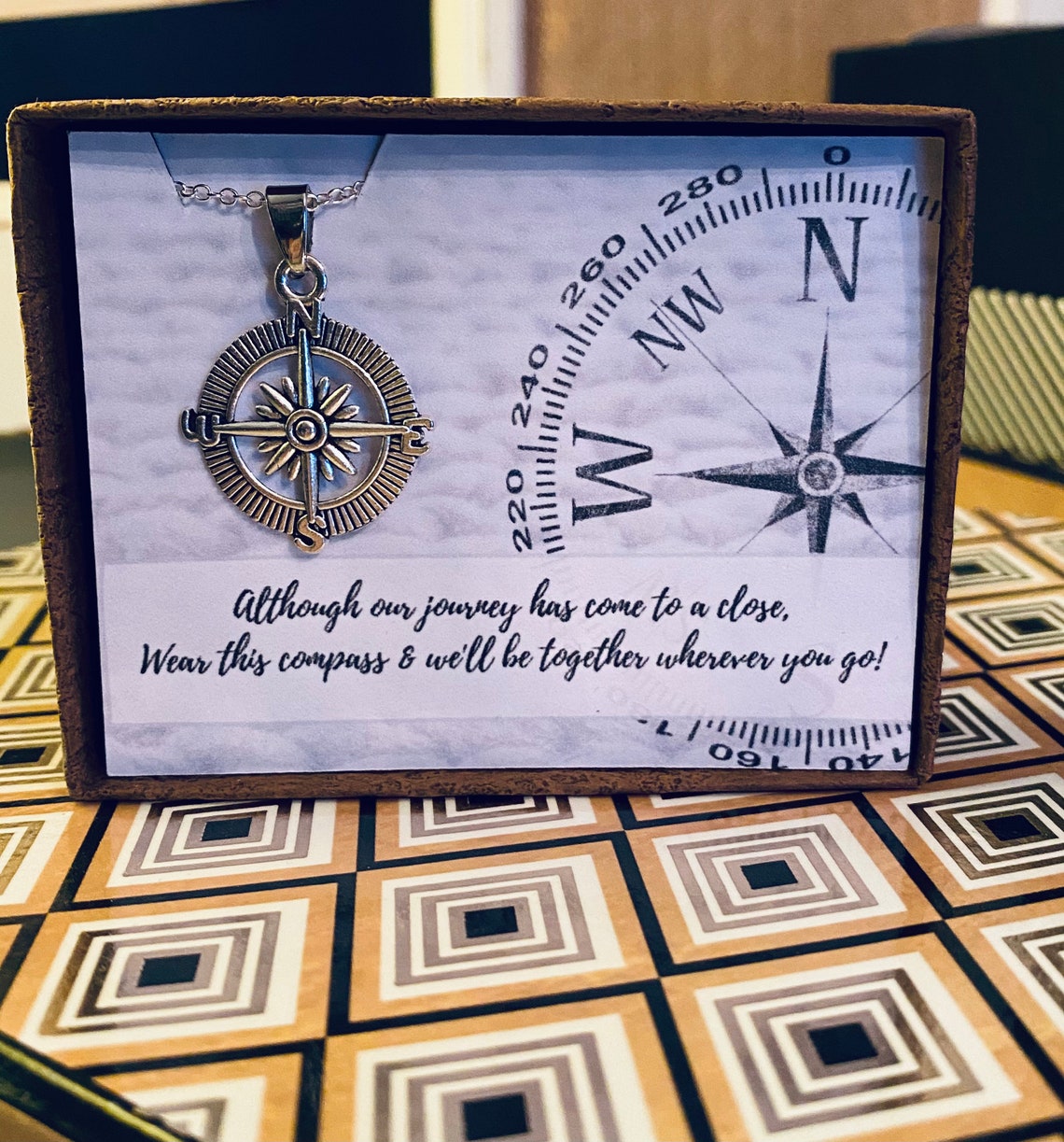Compass Necklace attached with beautiful card & saying Etsy