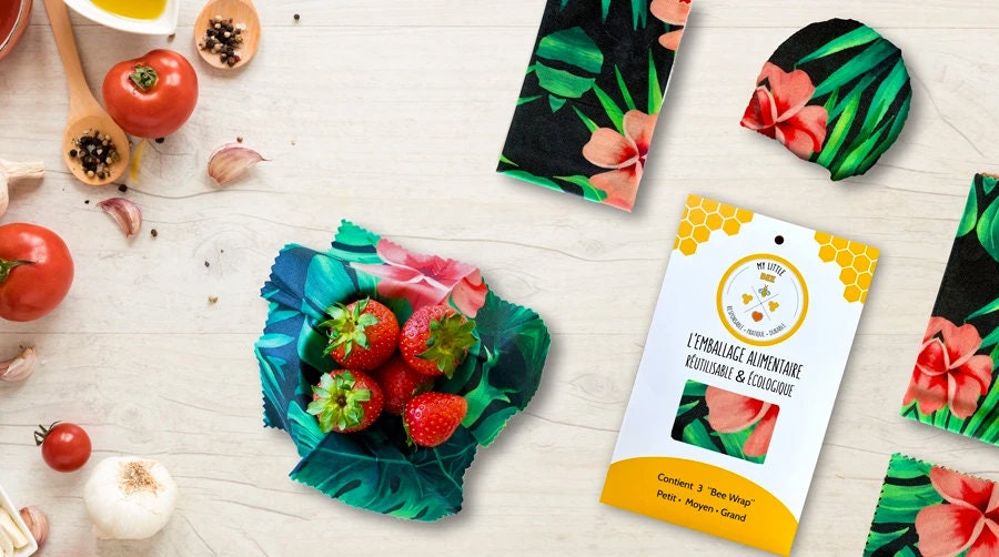 Bee Wrap Tropical - Lot de 3 | L'emballage Alimentaire Écologique Réutilisable #zerodechet