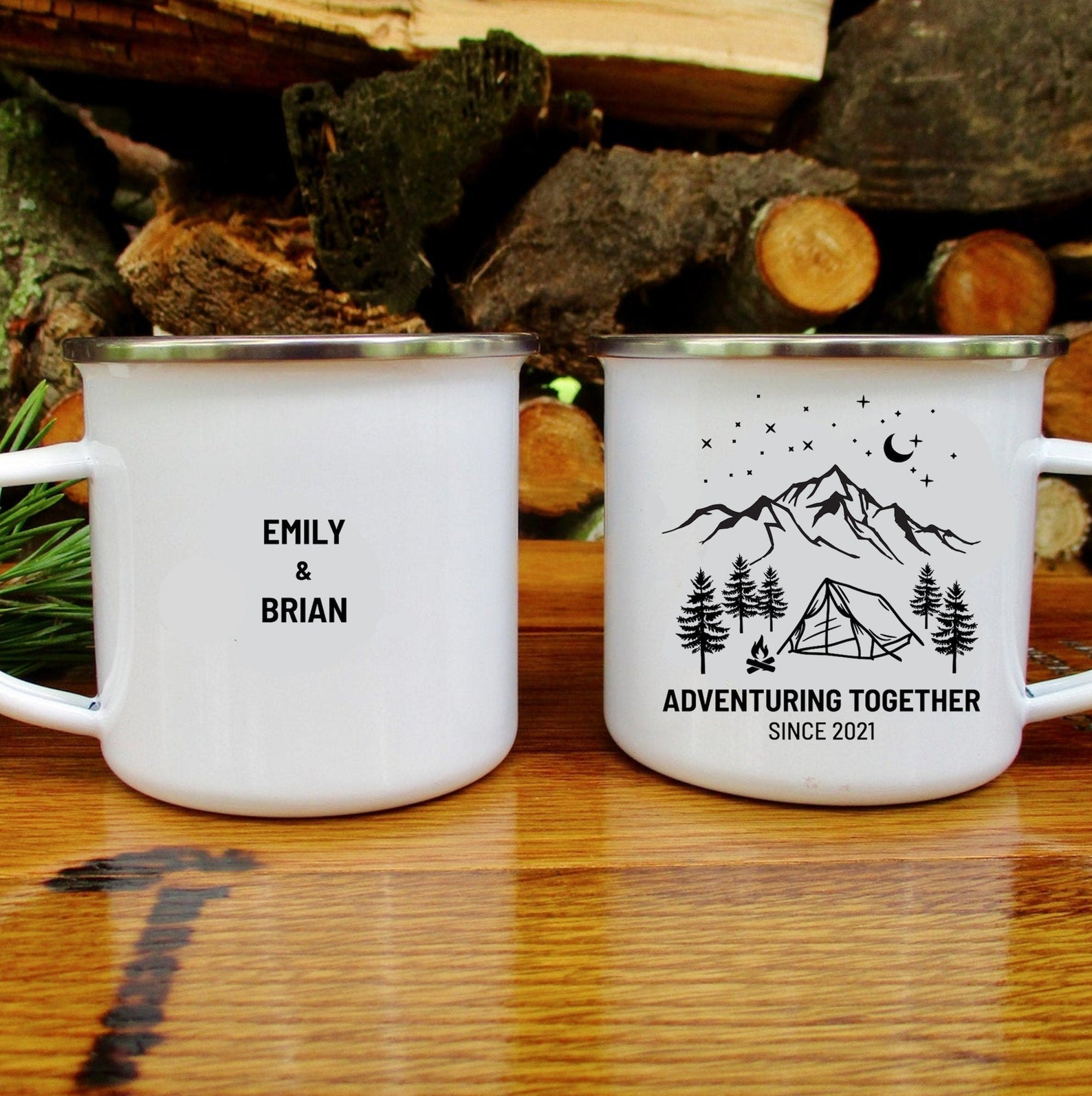 Personalized Camp Mug Customizable Mountain Campfire Mug Etsy