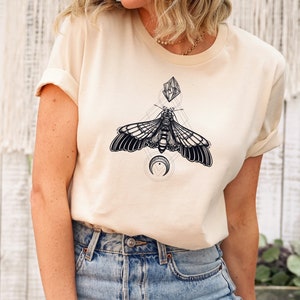 Luna Moth Shirt, Crystal Shirt, Sacred Geometry Shirt, Spiritual Shirt, Spiritual Gift, Meditation Shirt, Yoga Top, Manifesting Shirt