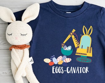 Koszulka Easter Eggs-Cavator, Zabawna koszulka Excavator, Dziecięca koszulka wielkanocna, Słodka koszulka wielkanocna, Koszulka na Wielkanoc, Zabawna koszulka wielkanocna dla małego chłopca