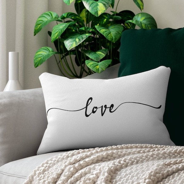 Elegant Decorative Love Pillow, Inspirational Accent Pillow, Romantic Gift, Housewarming Gift, Valentines Gift, Decorative Lumbar Pillow