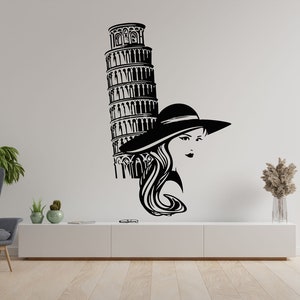 Sticker mural Pise, art mural Pise, Sticker mural Colisée, lettre en vinyle, Sticker ville, Sticker amoureux d'Italie, Sticker mural Italie, Sticker carte d'Italie CY0024