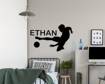 Football Wall Decal,Football Player Wall Decal,Football Wall Sticker,Boys Room,Ball Decal,Football Player Decal,Vinyl Letter FB0004