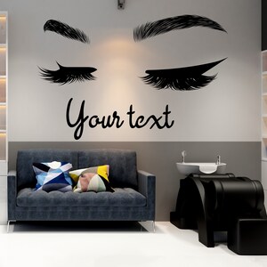 Eyelashes Wall Decal,Eyebrows Wall Art,Brows Lamination Wall Sticker,Vinyl Letter,Eyelashes Extension Wall Decal,Beauty Salon Decor BE0054