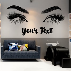 Eyelashes Wall Decal,Eyebrows Wall Art,Brows Lamination Wall Sticker,Vinyl Letter,Eyelashes Extension Wall Decal,Beauty Salon Decor  BE0040