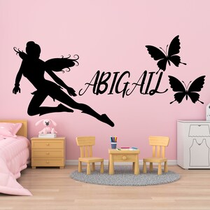 Butterfly Girl Wall Stickers Fée Fée Mur Décalcomanie Rose Floral Mur  Murale Coloré Papillons Mur Décor Diy Amovible Vinyle Wall Art Pour Filles  Bab