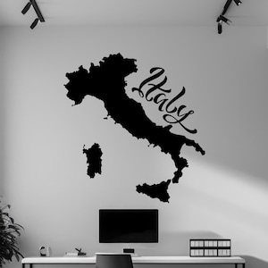 Sticker mural carte de l'Italie, art mural Rome, Sticker mural Italie, lettre en vinyle, Sticker ville, Sticker amoureux d'Italie, Sticker mural Italie CY0022