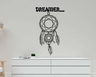 Dream Quotes Wall Decal,Dream Chatcher Wall Art,Boho Wall Art,Dreamer Wall Sticker,Quotes Motivational Wall Decal,Vinyl Letter  QU0067