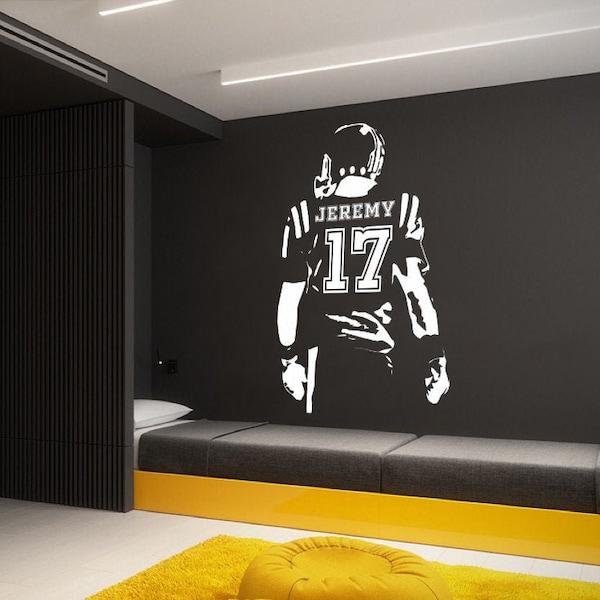 Personalized Wall Decal,Football Wall Decal,Football Wall Sticker,Boy Girl Gift,Football Player Decals,Vinyl Letter,American Football FB0042