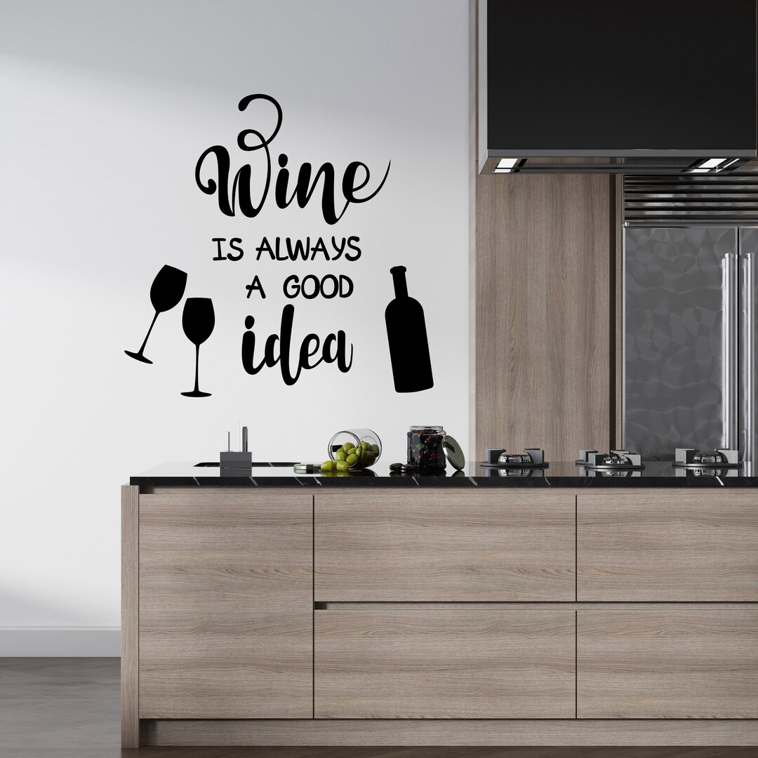 Wine Wall Decal Drinks Lover Wall Sticker Wine Quotes Wall Etsy