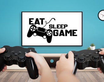 Eat Sleep Game Wall Decal,Game Wall Art,Best Gamer Wall Sticker,Vinyl Letter,Video Game Wall Decal,Gaming Wall Decor,Window Sticker GE0097