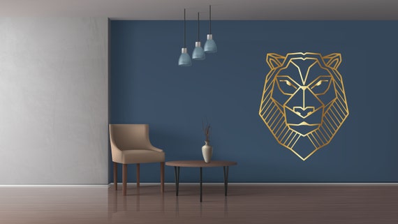 Geometric Lion Wall Decallion Wall Art Polygonal | Etsy