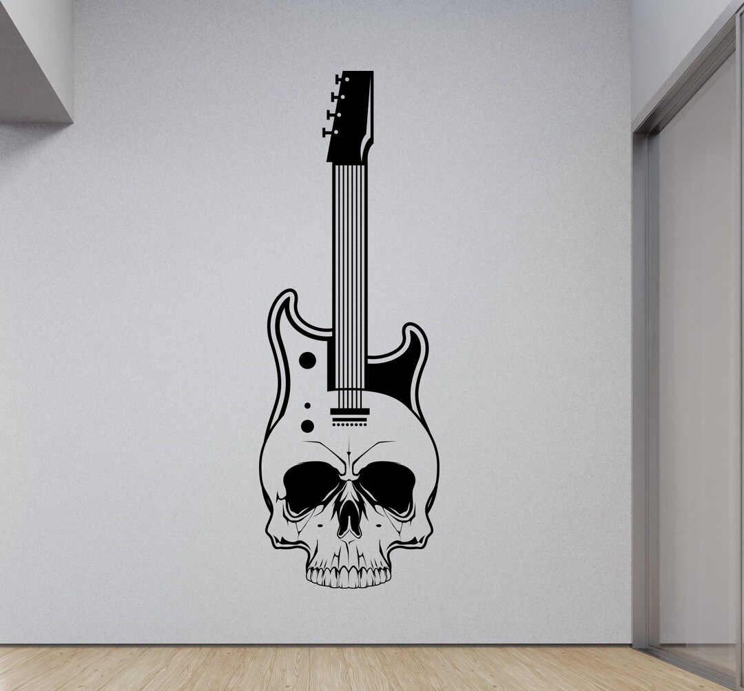 Guitar Wall Decal,rock and Roll Guitar Wall Art,acustic Guitar Wall