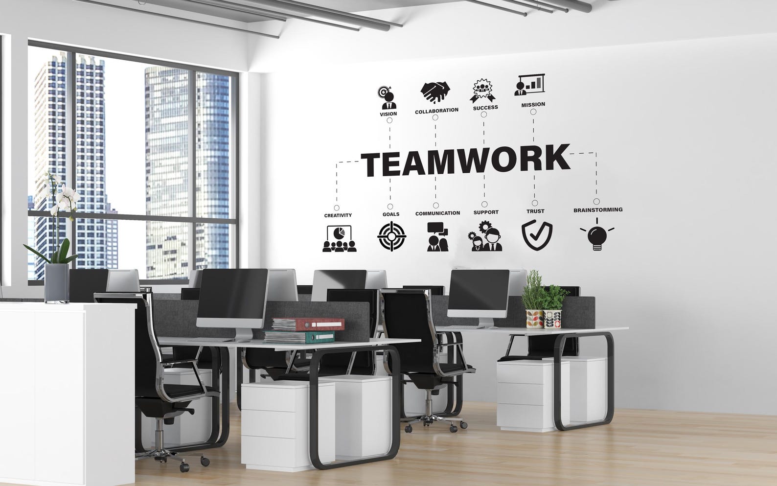 Teamwork Office Wall Decal Motivation Quotes Decal Office Wall Sticker ...
