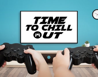 Time To Chill Out Wall Decal,Game Wall Art,Best Gamer Wall Sticker,Vinyl Letter,Video Game Wall Decal,Gaming Wall Decor,Window StickerGE0100